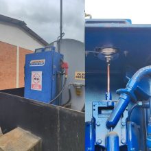 Instalação real do dispenser de diesel e sensor do Golden Frotas em campo